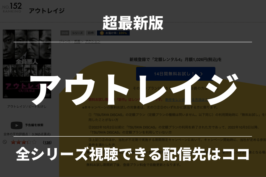 映画「アウトレイジ」全シリーズ配信中のサブスク！無料で見れる？配信停止はなぜ？｜初心者！VPNトーーク！〜動画視聴・リモートワークを快適にするサイト〜